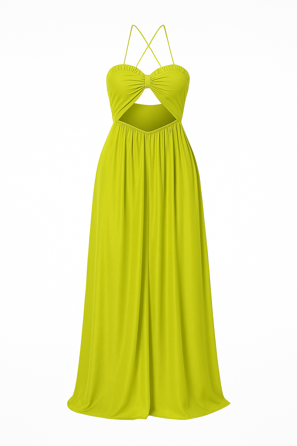 Drip & Drape (Chartreuse halter maxi dress)